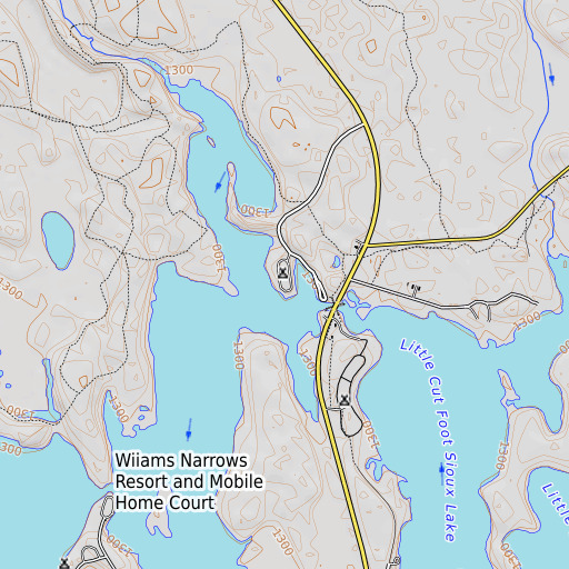 OpenTopoMap map of Mosomo Point, MN