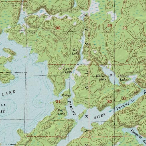 USGS 24K topo map of Azure Lake, MN