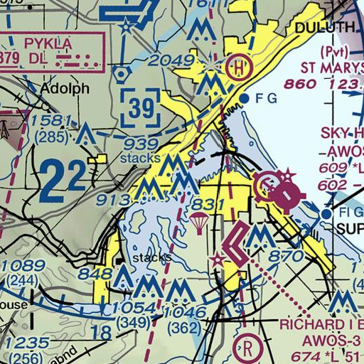 FAA VFR chart of Bong Bridge, MN