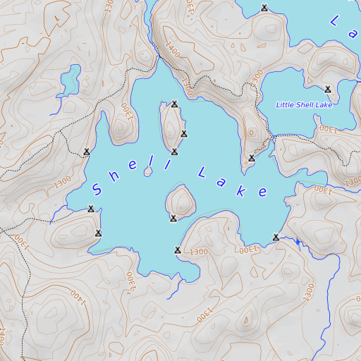 OpenTopoMap map of Shell Lake, MN