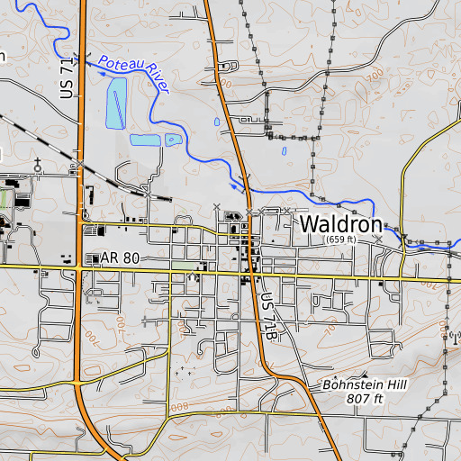 OpenTopoMap map of Scott County Library, AR