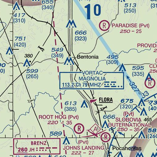 FAA VFR chart of Bluff Creek, MS