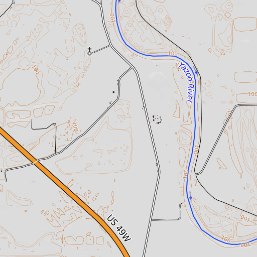 OpenTopoMap map of Cedar Falls School, MS