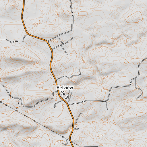 OpenTopoMap map of Izard County, AR