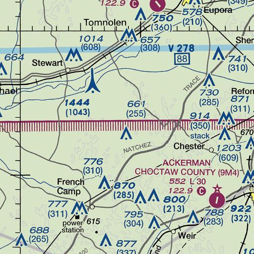 FAA VFR chart of Hamrick Creek, MS