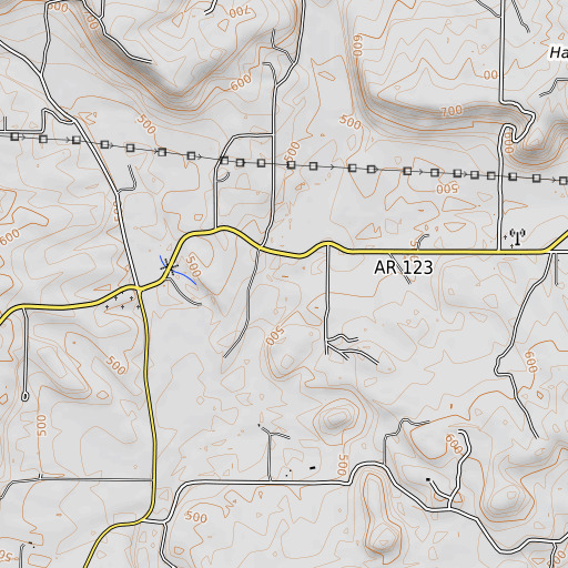 OpenTopoMap map of Deevers Branch, AR