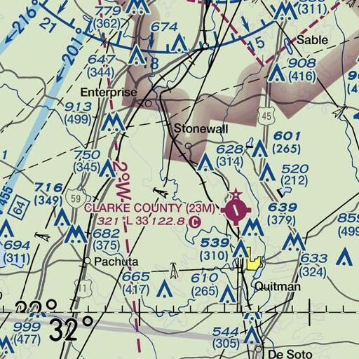 FAA VFR chart of Johns Branch, MS