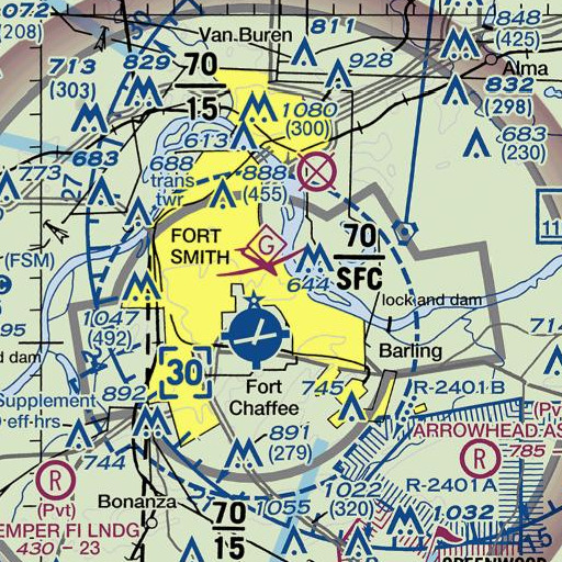 FAA VFR chart of Bost School, AR