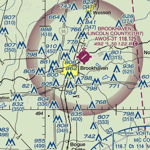 FAA VFR chart of Mullens School, MS