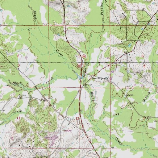 USGS 24K topo map of Perkins Creek, MS