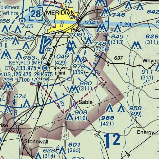 FAA VFR chart of Pine Grove Cemetery, MS