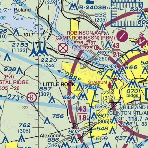 FAA VFR chart of Pulaski Academy, AR