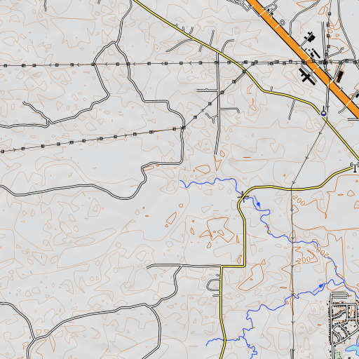 OpenTopoMap map of Rooty Creek, MS