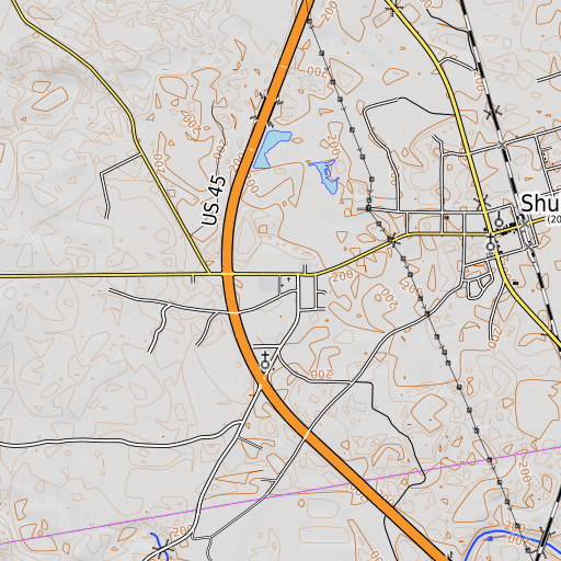 OpenTopoMap map of Shubuta School, MS