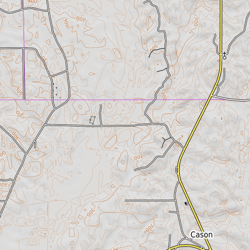 OpenTopoMap map of Tanyard Branch, MS