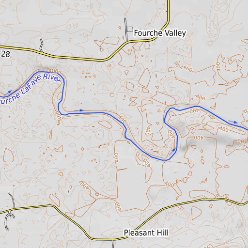 OpenTopoMap map of Briggs Ford, AR