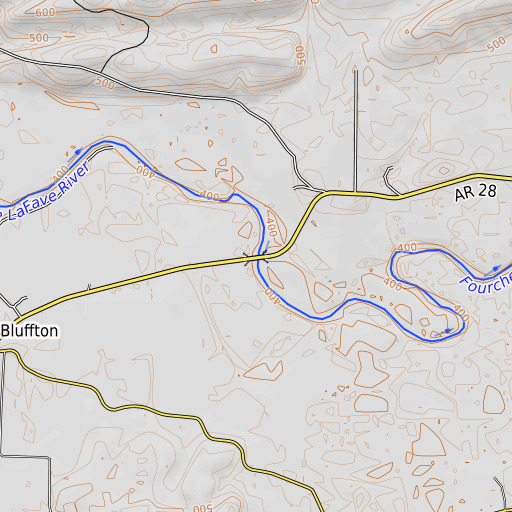 OpenTopoMap map of Gault Ford, AR