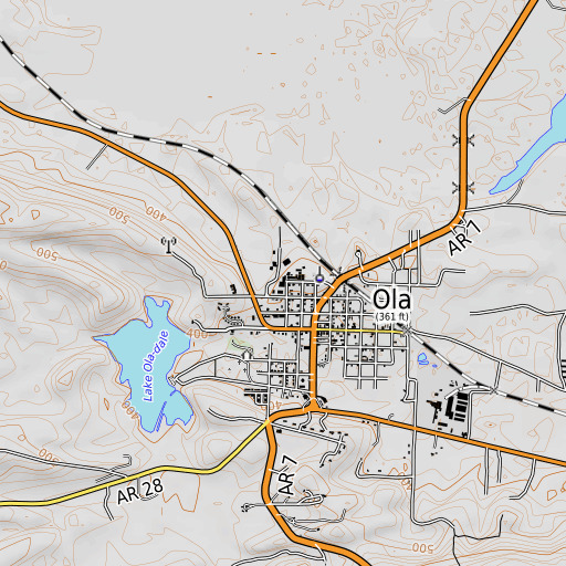 OpenTopoMap map of Two Rivers Elementary School, AR