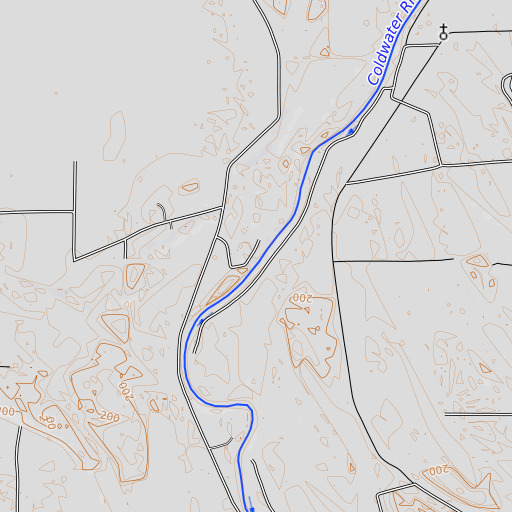 OpenTopoMap map of Whiting Chute, MS