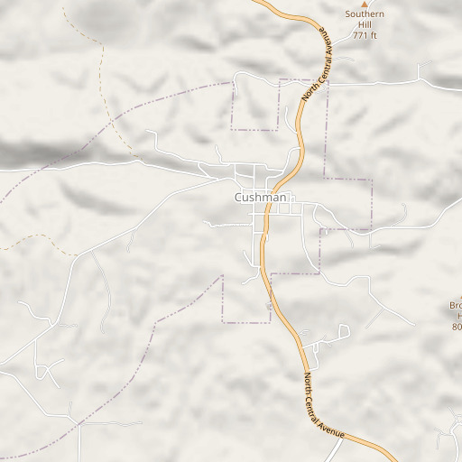 OpenStreetMap map of Cushman Elementary School, AR