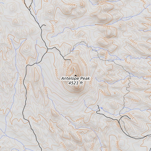 OpenTopoMap map of Antelope Peak, AZ