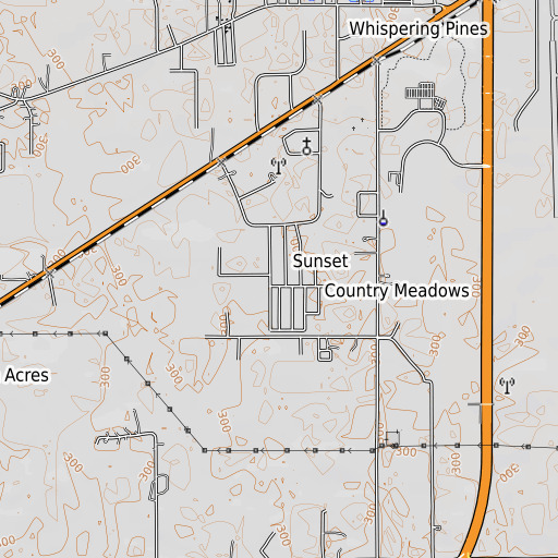 OpenTopoMap map of Sunset, MS