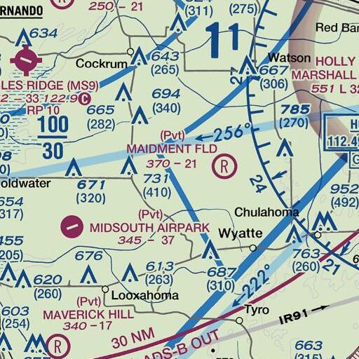 FAA VFR chart of Browns Branch, MS