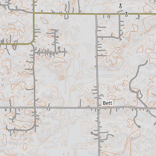 OpenTopoMap map of Browns Branch, MS