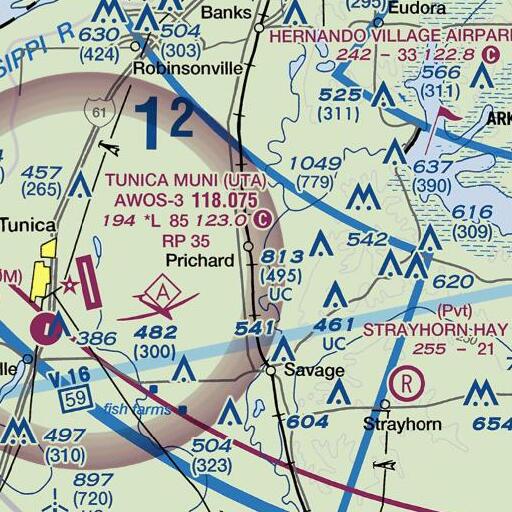 FAA VFR chart of Thompsons Ferry (historical), MS