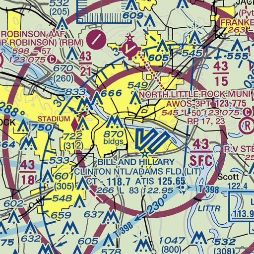 FAA VFR chart of Second Street Bridge, AR