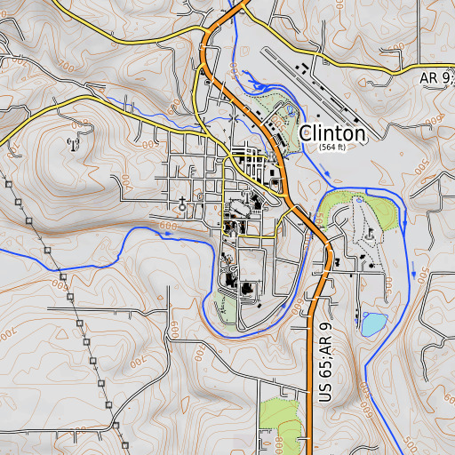 OpenTopoMap map of Clinton High School, AR