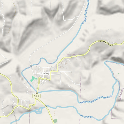 OpenStreetMap map of Shirley Elementary School, AR
