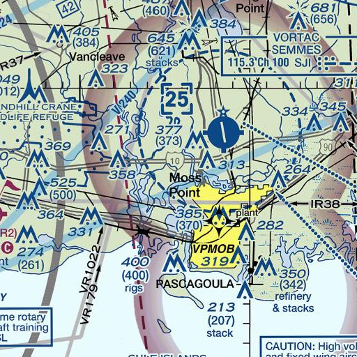 FAA VFR chart of First Bayou, MS