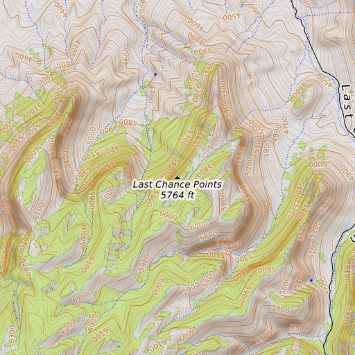 OpenTopoMap map of Last Chance Points, AZ