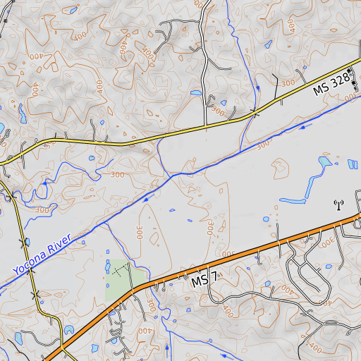 OpenTopoMap map of Murray Creek, MS