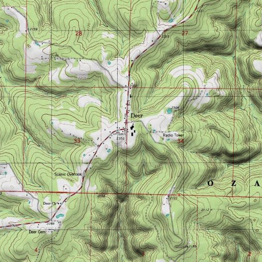 USGS 24K topo map of Deer Elementary School, AR
