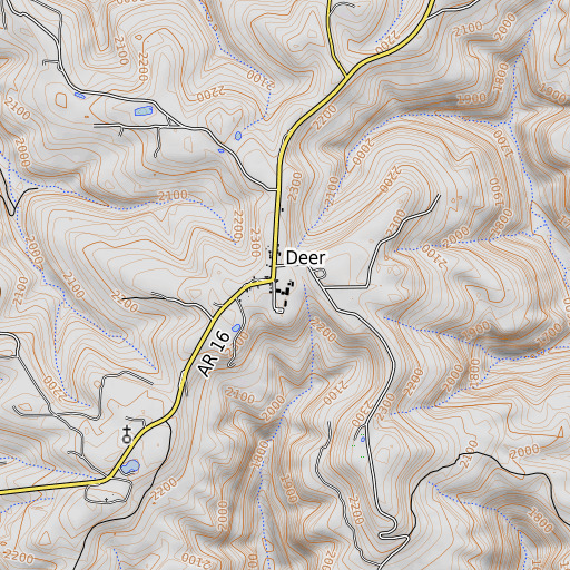 OpenTopoMap map of Deer Elementary School, AR