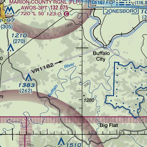 FAA VFR chart of Petits Chute, AR