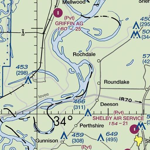 FAA VFR chart of Below Knowlton Dikes, AR