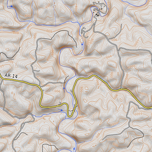 OpenTopoMap map of Bear Creek, AR