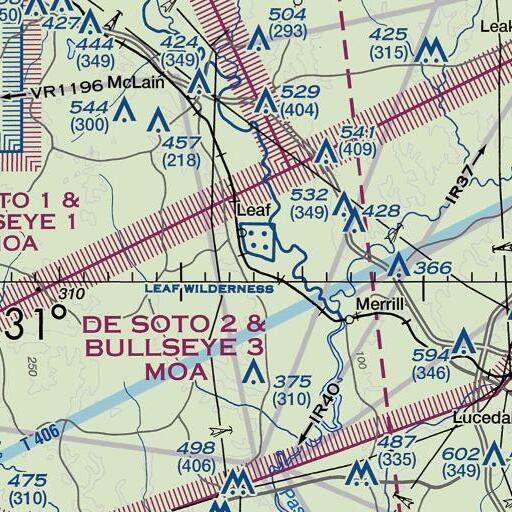 FAA VFR chart of Leaf Wilderness, MS