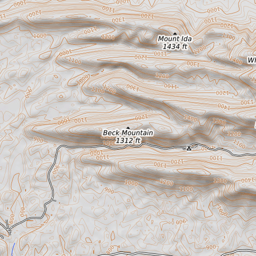 OpenTopoMap map of Beck Mountain, AR
