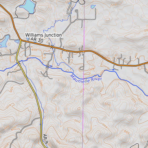 OpenTopoMap map of Big Branch, AR