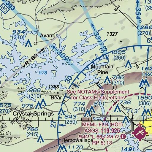FAA VFR chart of Brady Mountain, AR