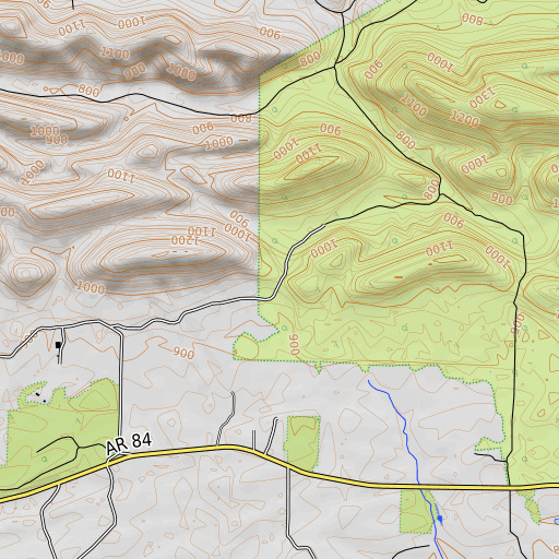 OpenTopoMap map of Brooks Gap, AR