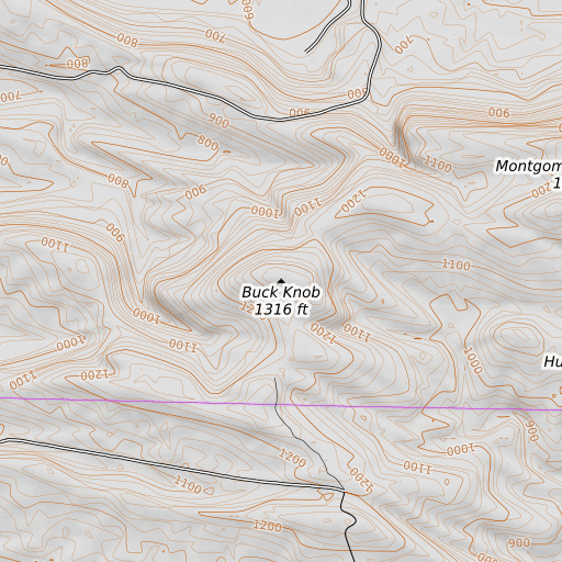 OpenTopoMap map of Buck Knob, AR