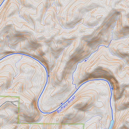OpenTopoMap map of Bucker Gap, AR
