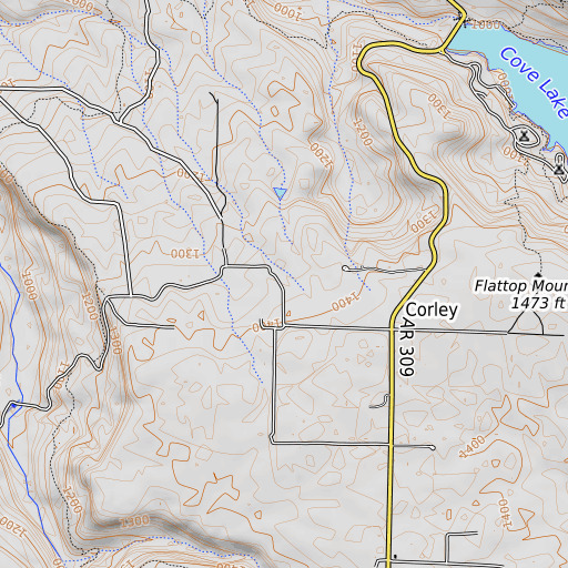OpenTopoMap map of Burnett Spring, AR