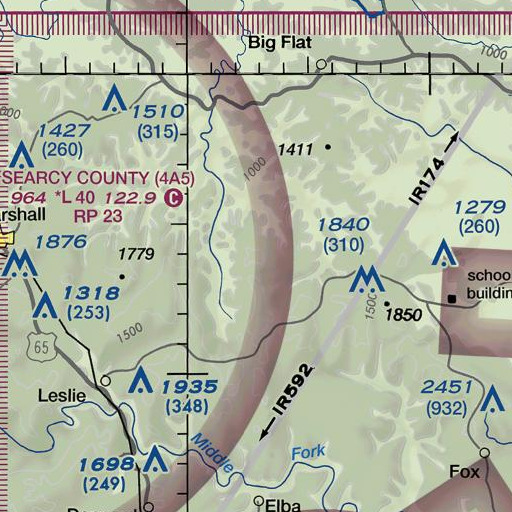 FAA VFR chart of Buzzard Roost Mountain, AR