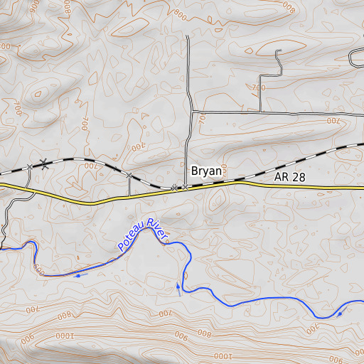 OpenTopoMap map of Bryan, AR